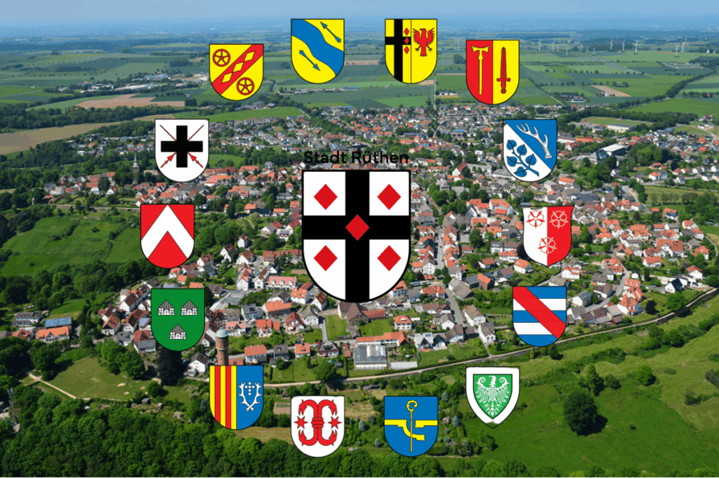 Wappen und Luftbild